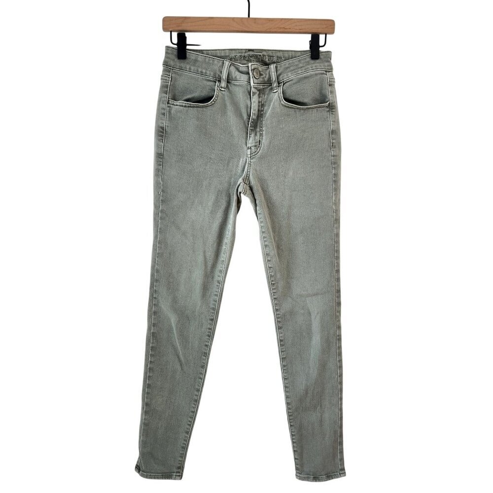 American Eagle Hi-Rise Jegging Light Green Denim Skinny Jeans Women's 8